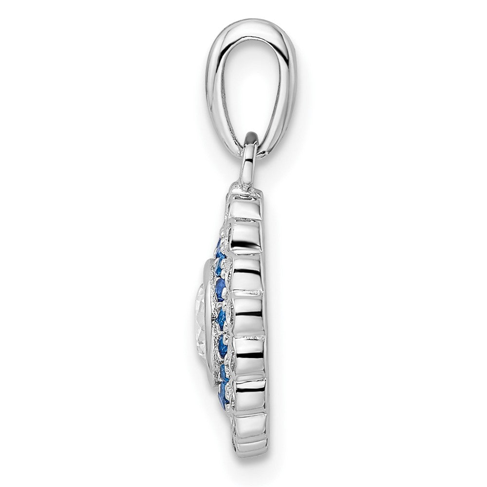 FJC Finejewelers 925 Sterling Silver Fancy Rhodium Plated Polished Blue and White CZ Charm 21 x 13 mm