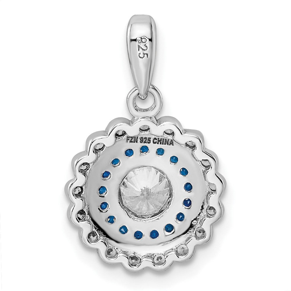 FJC Finejewelers 925 Sterling Silver Fancy Rhodium Plated Polished Blue and White CZ Charm 21 x 13 mm