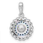 FJC Finejewelers 925 Sterling Silver Fancy Rhodium Plated Polished Blue and White CZ Charm 21 x 13 mm