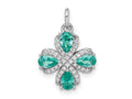FJC Finejewelers 925 Sterling Silver Fancy Rhodium plated Teal and White CZ Charm 19 x 13 mm