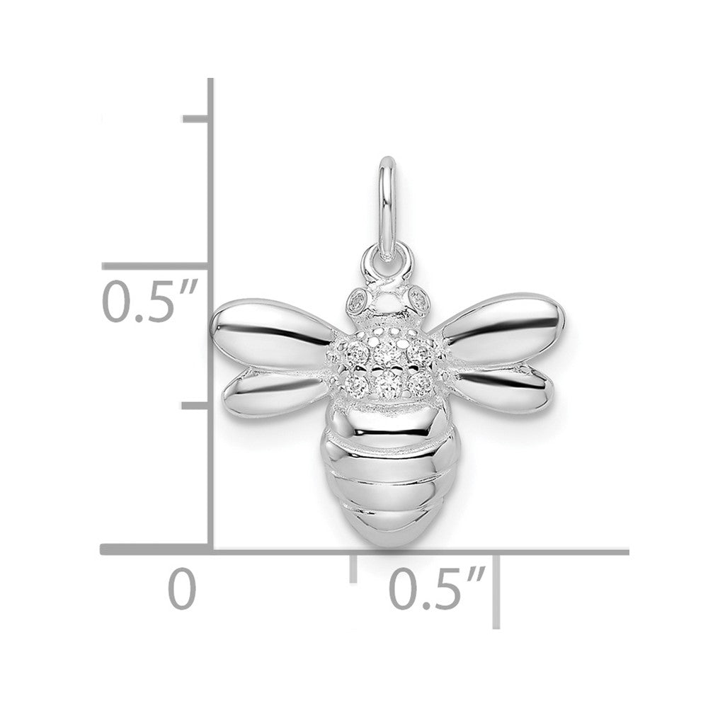 FJC Finejewelers 925 Sterling Silver Rhodium Plated Polished CZ Bumble Bee Charm 18 x 16 mm