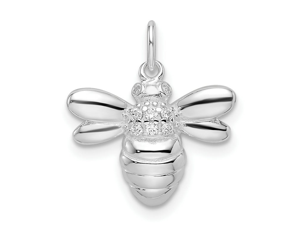 FJC Finejewelers 925 Sterling Silver Rhodium Plated Polished CZ Bumble Bee Charm 18 x 16 mm