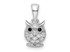 FJC Finejewelers 925 Sterling Silver Rhodium Plated Black and White CZ Owl Charm 15 x 7 mm