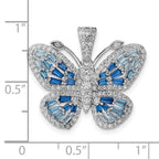 FJC Finejewelers 925 Sterling Silver Rhodium Plated Polished Blue and White CZ Butterfly Charm 25 x 25 mm