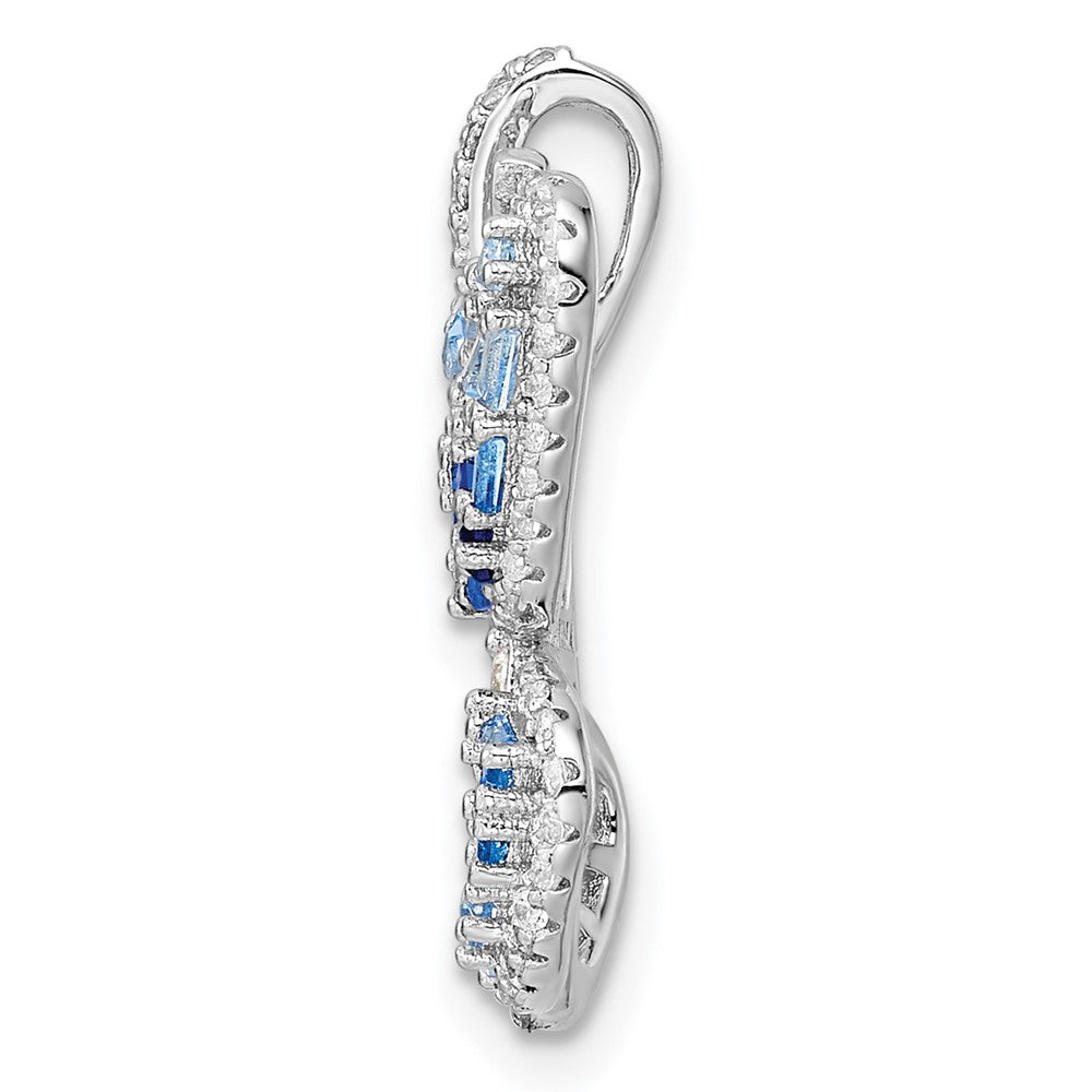 FJC Finejewelers 925 Sterling Silver Rhodium Plated Polished Blue and White CZ Butterfly Charm 25 x 25 mm