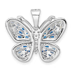 FJC Finejewelers 925 Sterling Silver Rhodium Plated Polished Blue and White CZ Butterfly Charm 25 x 25 mm