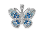 FJC Finejewelers 925 Sterling Silver Rhodium Plated Polished Blue and White CZ Butterfly Charm 25 x 25 mm