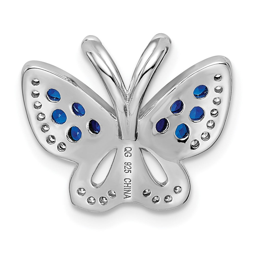 FJC Finejewelers 925 Sterling Silver Rhodium Plated Blue and White CZ Butterfly Slide 14 x 16 mm