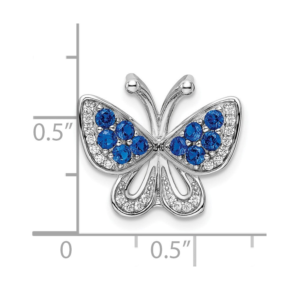 FJC Finejewelers 925 Sterling Silver Rhodium Plated Blue and White CZ Butterfly Slide 14 x 16 mm
