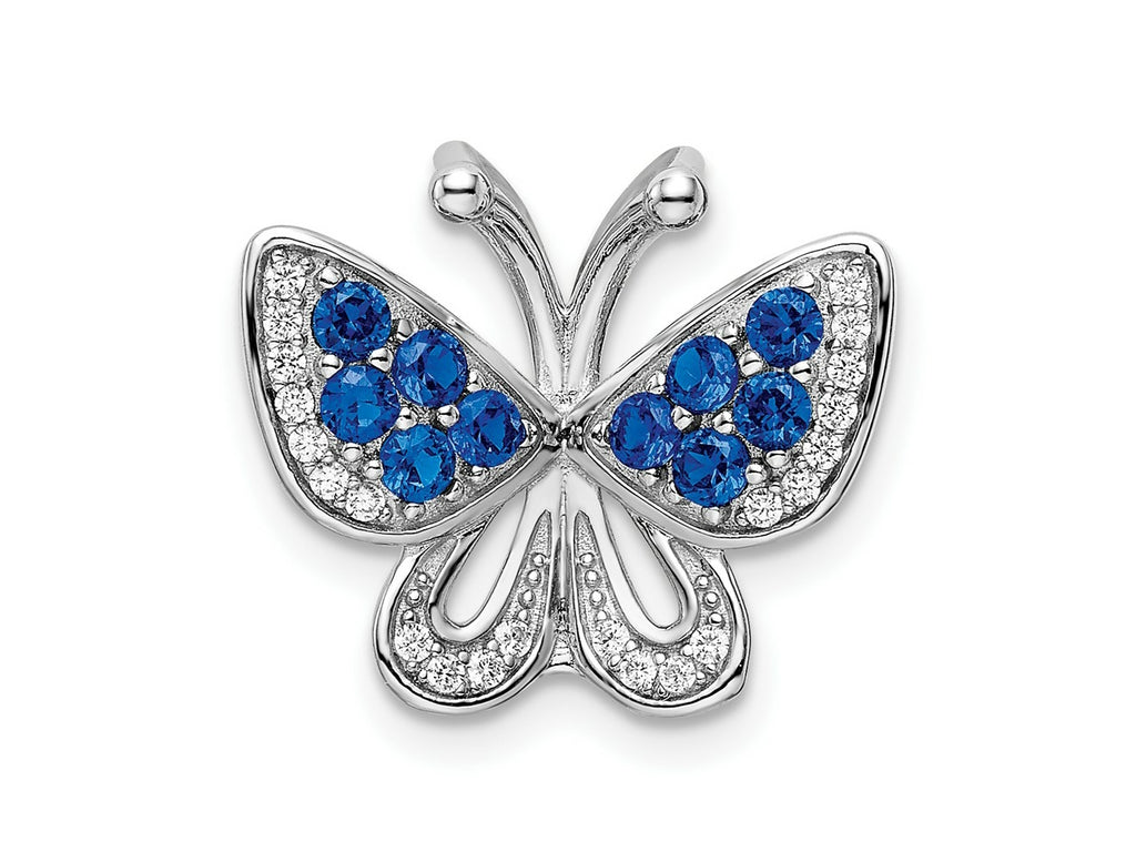 FJC Finejewelers 925 Sterling Silver Rhodium Plated Blue and White CZ Butterfly Slide 14 x 16 mm