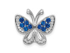 FJC Finejewelers 925 Sterling Silver Rhodium Plated Blue and White CZ Butterfly Slide 14 x 16 mm