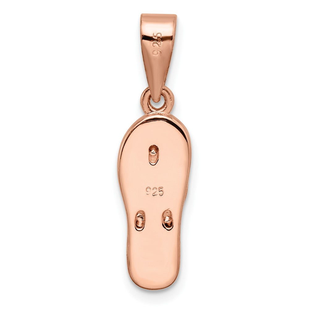 FJC Finejewelers 925 Sterling Silver Rose-tone Pink Created Opal Inlay Flip Flop Pendan 28 x 7 mm