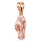 FJC Finejewelers 925 Sterling Silver Rose-tone Pink Created Opal Inlay Flip Flop Pendan 28 x 7 mm