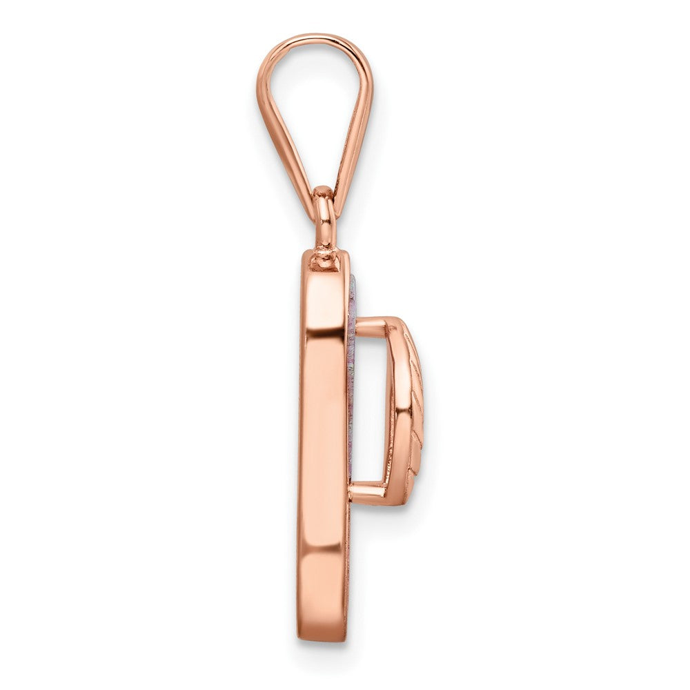 FJC Finejewelers 925 Sterling Silver Rose-tone Pink Created Opal Inlay Flip Flop Pendan 28 x 7 mm