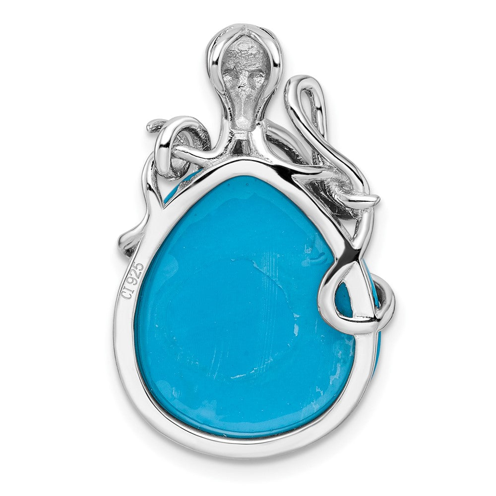 FJC Finejewelers 925 Sterling Silver Rhodium Plated Blue Created Opal Octopus Charm 29 x 19 mm