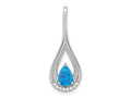 FJC Finejewelers 925 Sterling Silver Rhodium Plated Polished Blue Created Opal and CZ Charm 28 x 10 mm