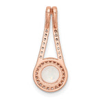 FJC Finejewelers 925 Sterling Silver Rose-tone White Created Opal and CZ Halo Charm 24 x 9 mm