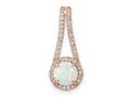 FJC Finejewelers 925 Sterling Silver Rose-tone White Created Opal and CZ Halo Charm 24 x 9 mm