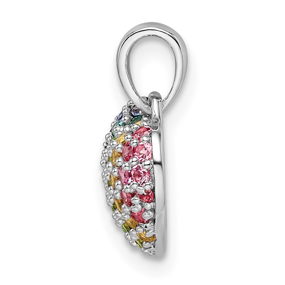 FJC Finejewelers 925 Sterling Silver Rhodium Plated Rainbow Nano Crystal Heart Charm 14 x 10 mm