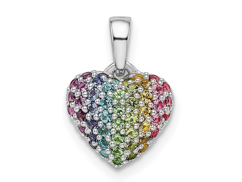 FJC Finejewelers 925 Sterling Silver Rhodium Plated Rainbow Nano Crystal Heart Charm 14 x 10 mm