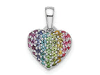 FJC Finejewelers 925 Sterling Silver Rhodium Plated Rainbow Nano Crystal Heart Charm 14 x 10 mm