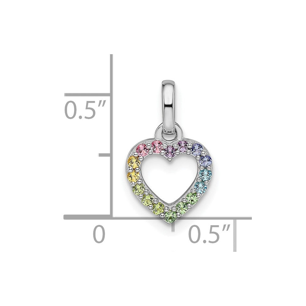 FJC Finejewelers 925 Sterling Silver Rhodium Plated Rainbow Nano Crystal Open Heart Charm 14 x 8 mm