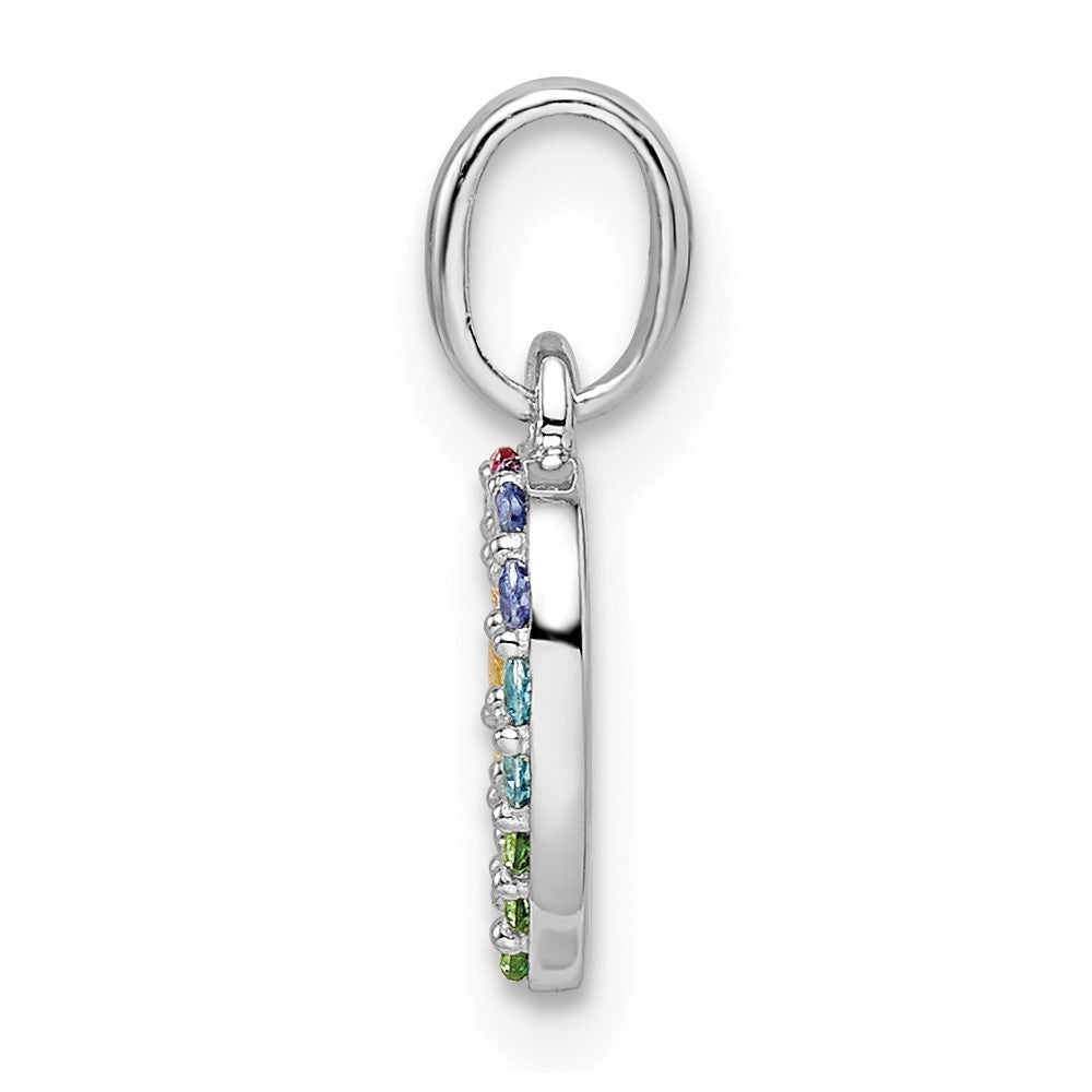 FJC Finejewelers 925 Sterling Silver Rhodium Plated Rainbow Nano Crystal Open Heart Charm 14 x 8 mm