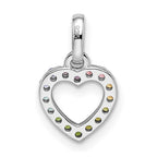 FJC Finejewelers 925 Sterling Silver Rhodium Plated Rainbow Nano Crystal Open Heart Charm 14 x 8 mm