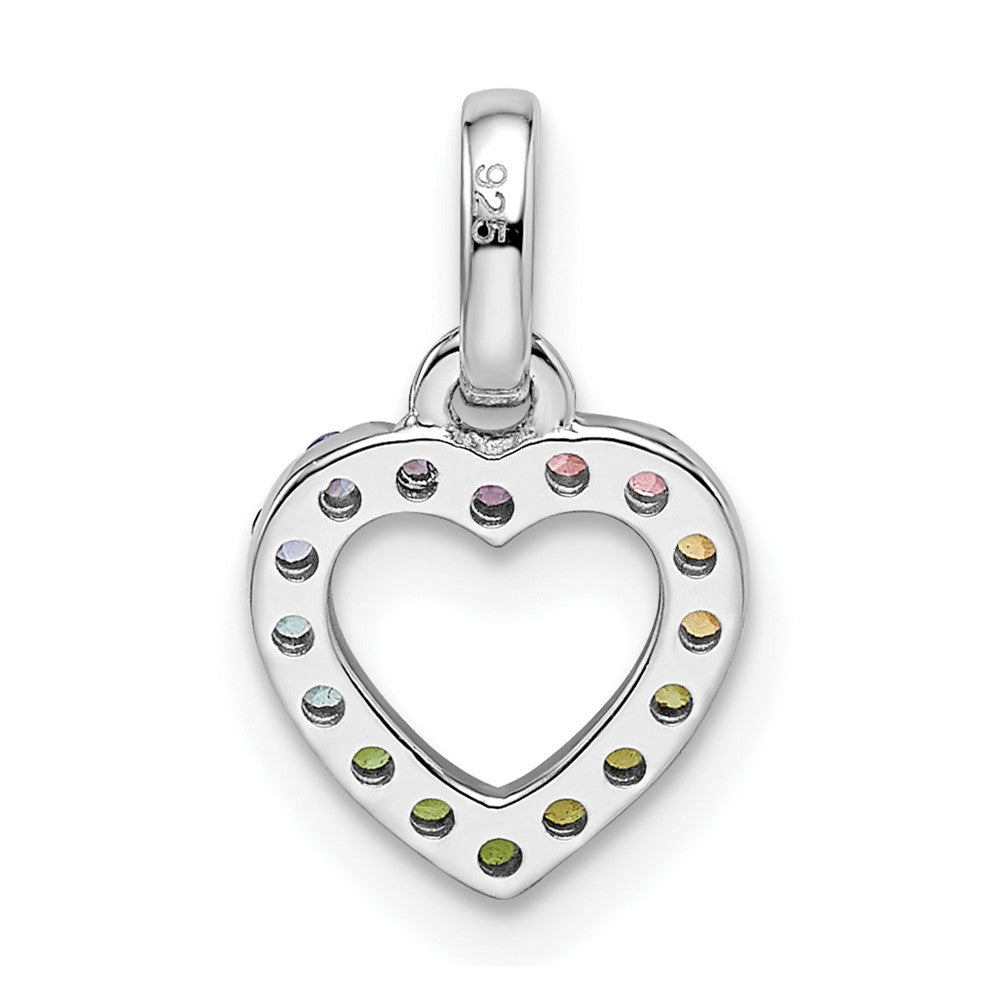 FJC Finejewelers 925 Sterling Silver Rhodium Plated Rainbow Nano Crystal Open Heart Charm 14 x 8 mm