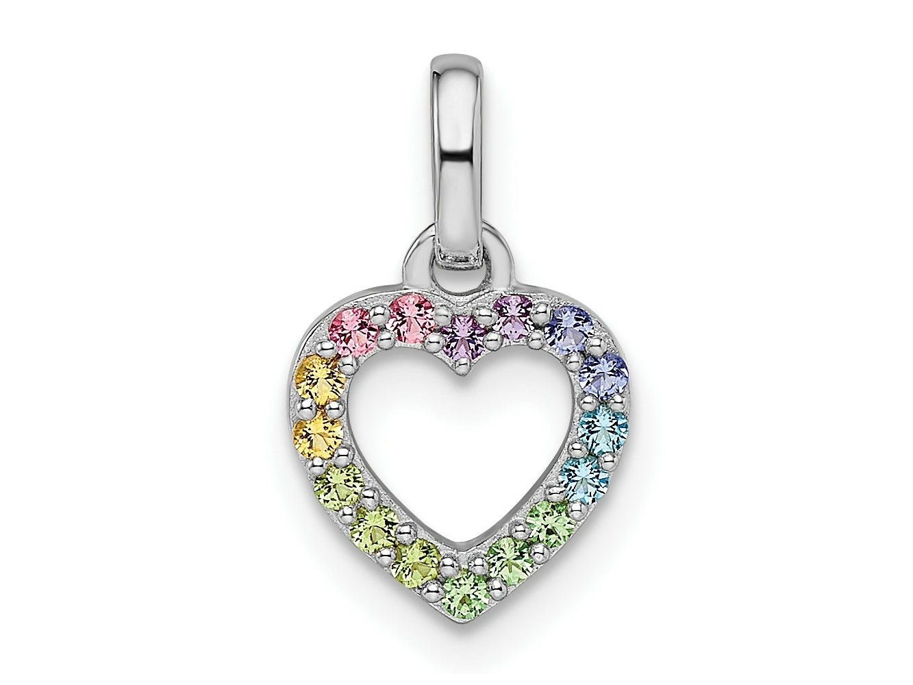 FJC Finejewelers 925 Sterling Silver Rhodium Plated Rainbow Nano Crystal Open Heart Charm 14 x 8 mm