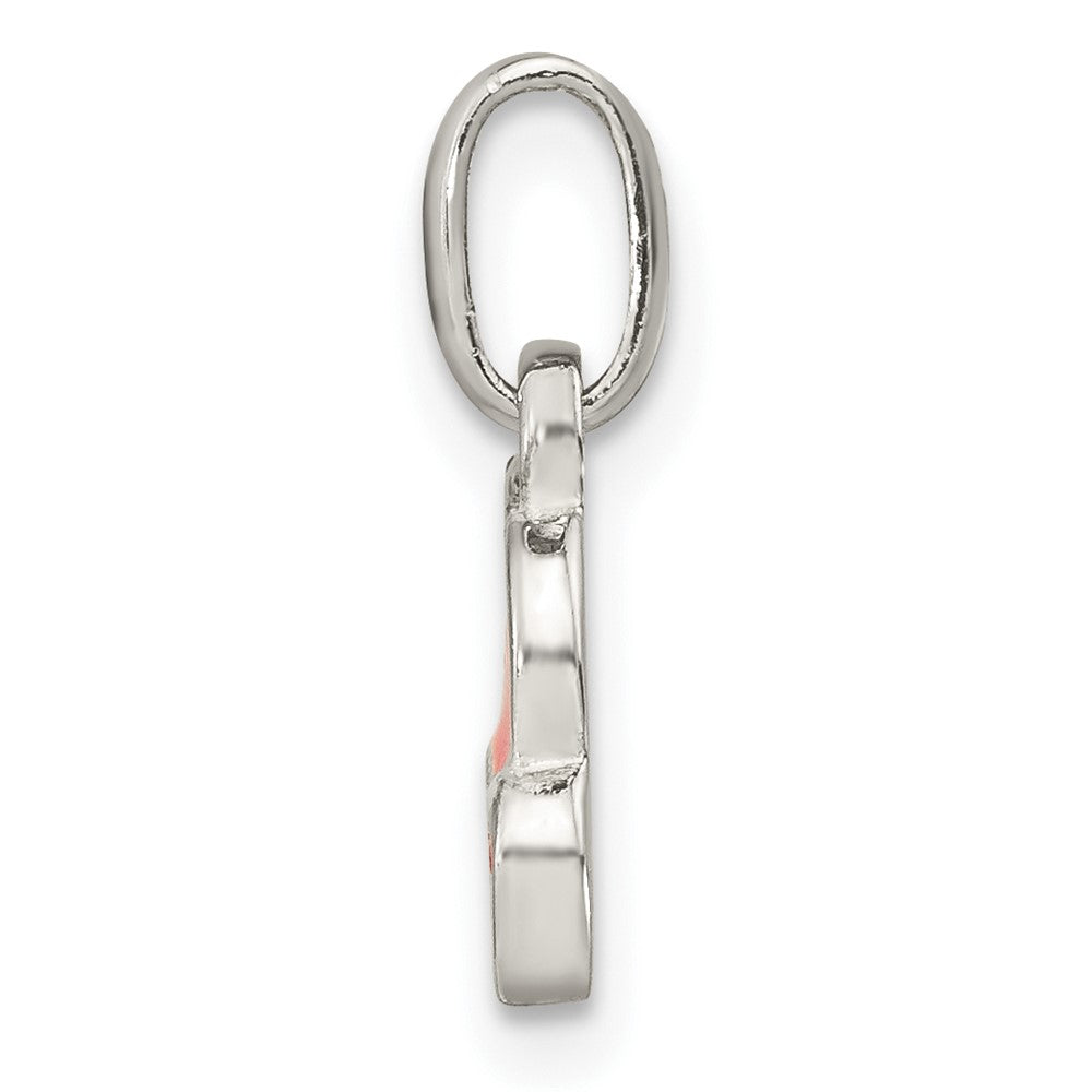 FJC Finejewelers 925 Sterling Silver Rhodium Plated Pink Enamel Double Heart Charm 15 x 11 mm