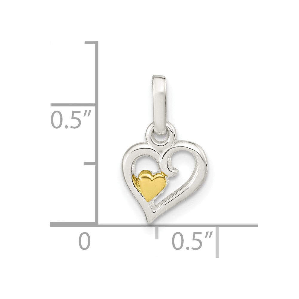 FJC Finejewelers 925 Sterling Silver and Rose-tone Polished Open Hearts Charm 16 x 9 mm