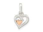 FJC Finejewelers 925 Sterling Silver and Rose-tone Polished Open Hearts Charm 16 x 9 mm
