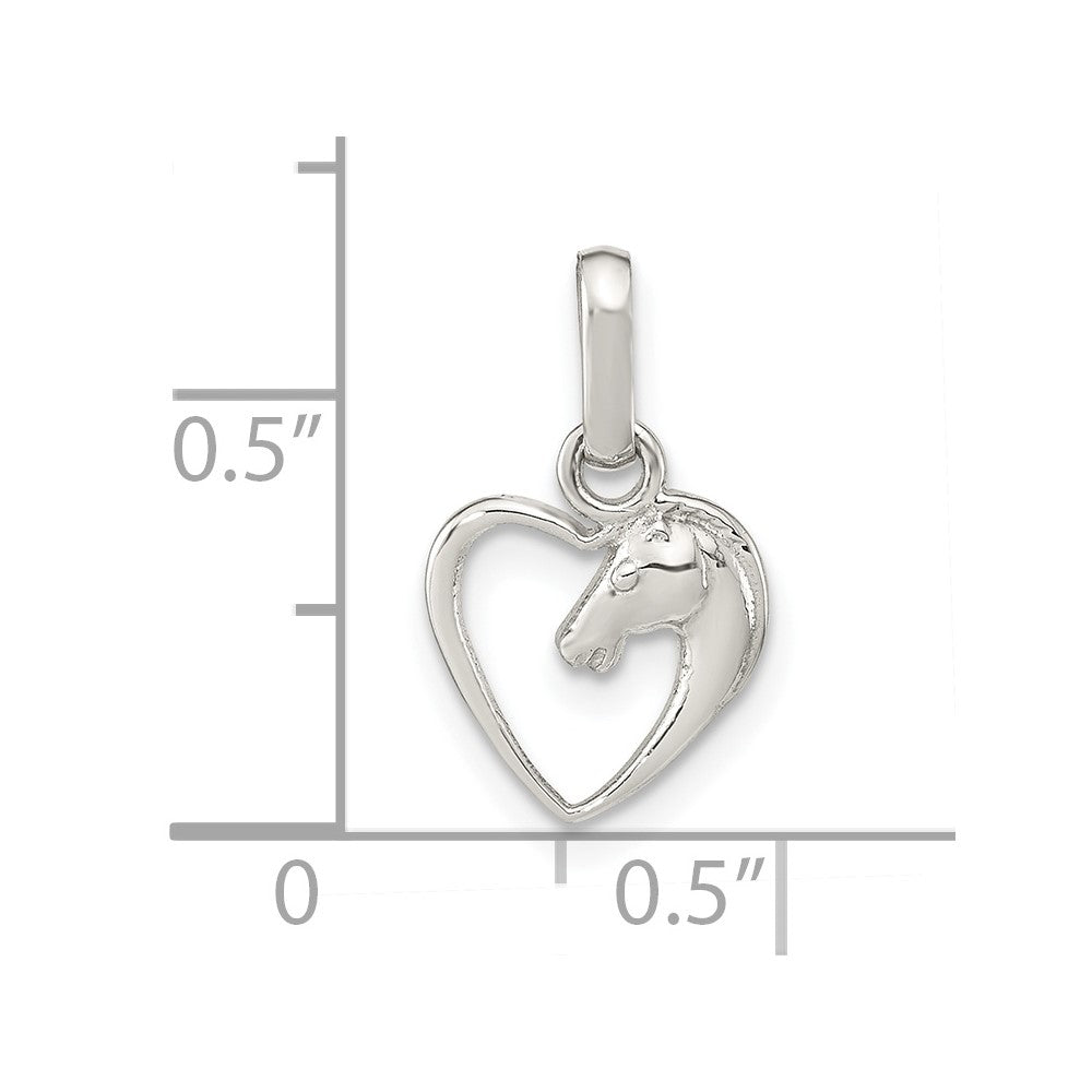 FJC Finejewelers 925 Sterling Silver Rhodium Plated Open Heart Horse Head Charm 16 x 10 mm