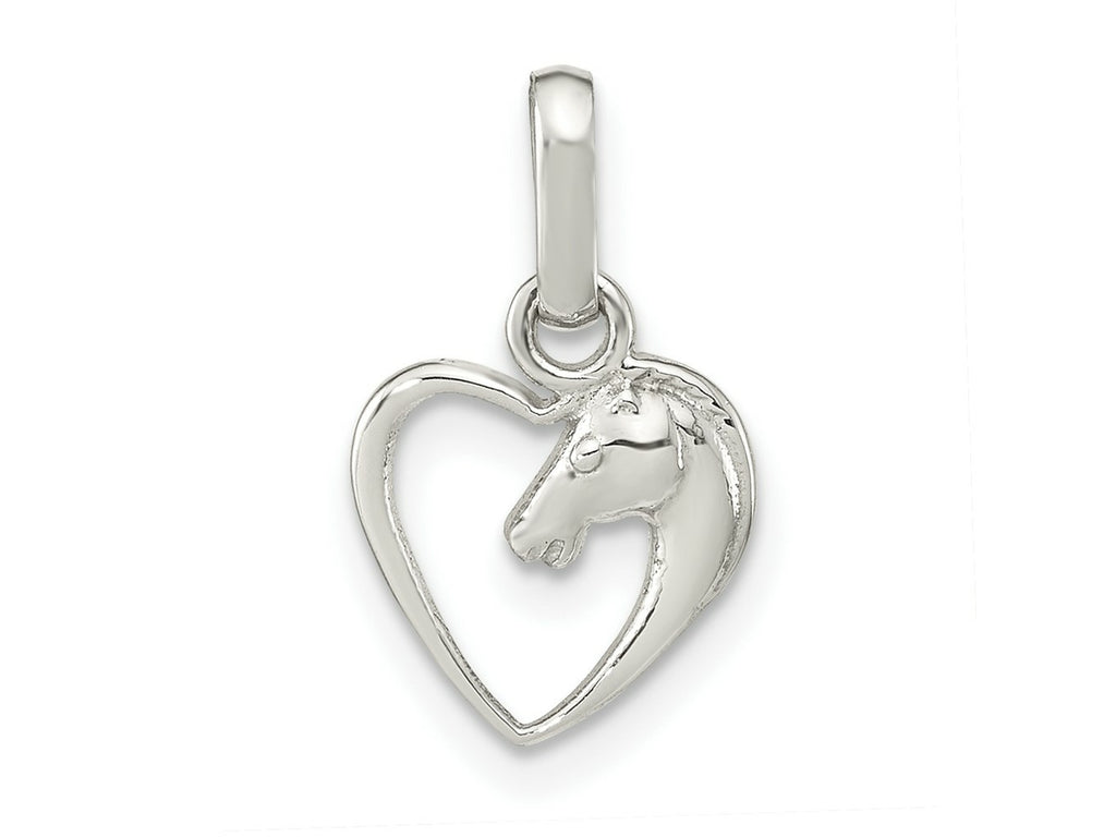 FJC Finejewelers 925 Sterling Silver Rhodium Plated Open Heart Horse Head Charm 16 x 10 mm