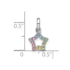 FJC Finejewelers 925 Sterling Silver Rhodium Plated Rainbow Nano Crystal Star Charm 14 x 9 mm