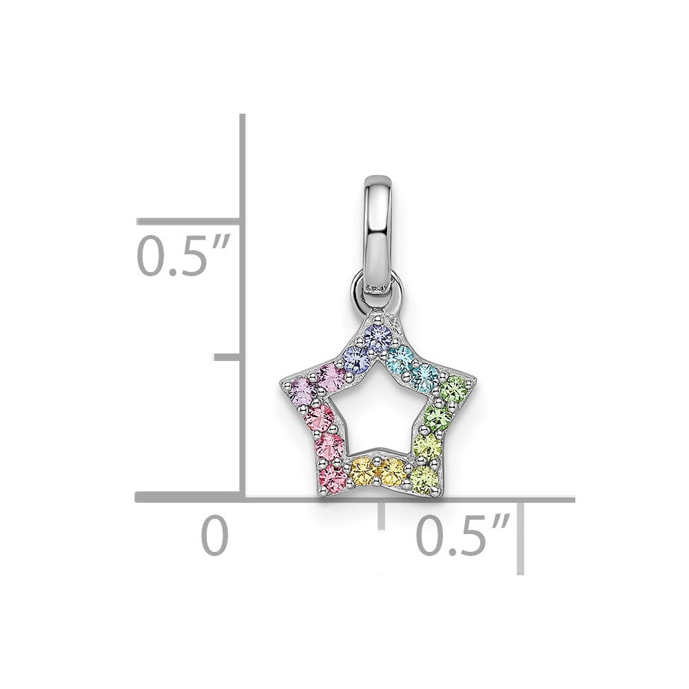 FJC Finejewelers 925 Sterling Silver Rhodium Plated Rainbow Nano Crystal Star Charm 14 x 9 mm