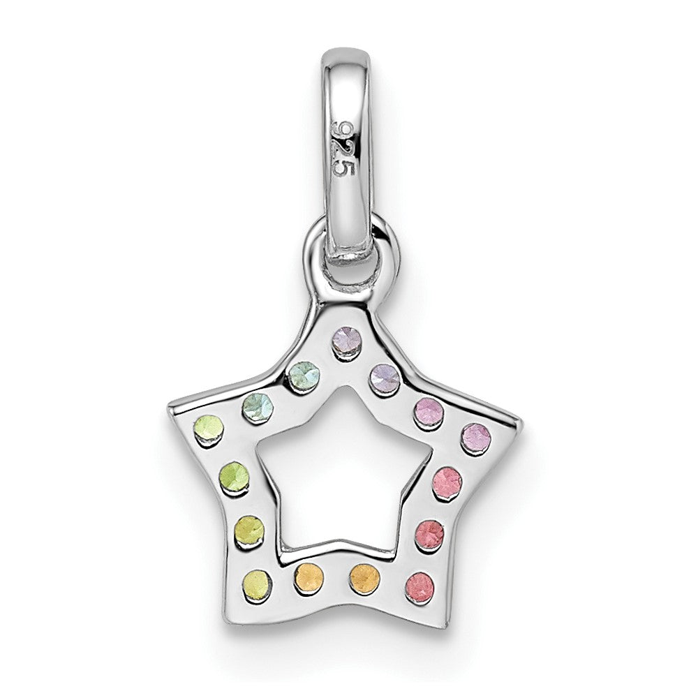 FJC Finejewelers 925 Sterling Silver Rhodium Plated Rainbow Nano Crystal Star Charm 14 x 9 mm