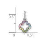 FJC Finejewelers 925 Sterling Silver Rhodium Plated Rainbow Nano Crystal Clover Charm 15 x 8 mm