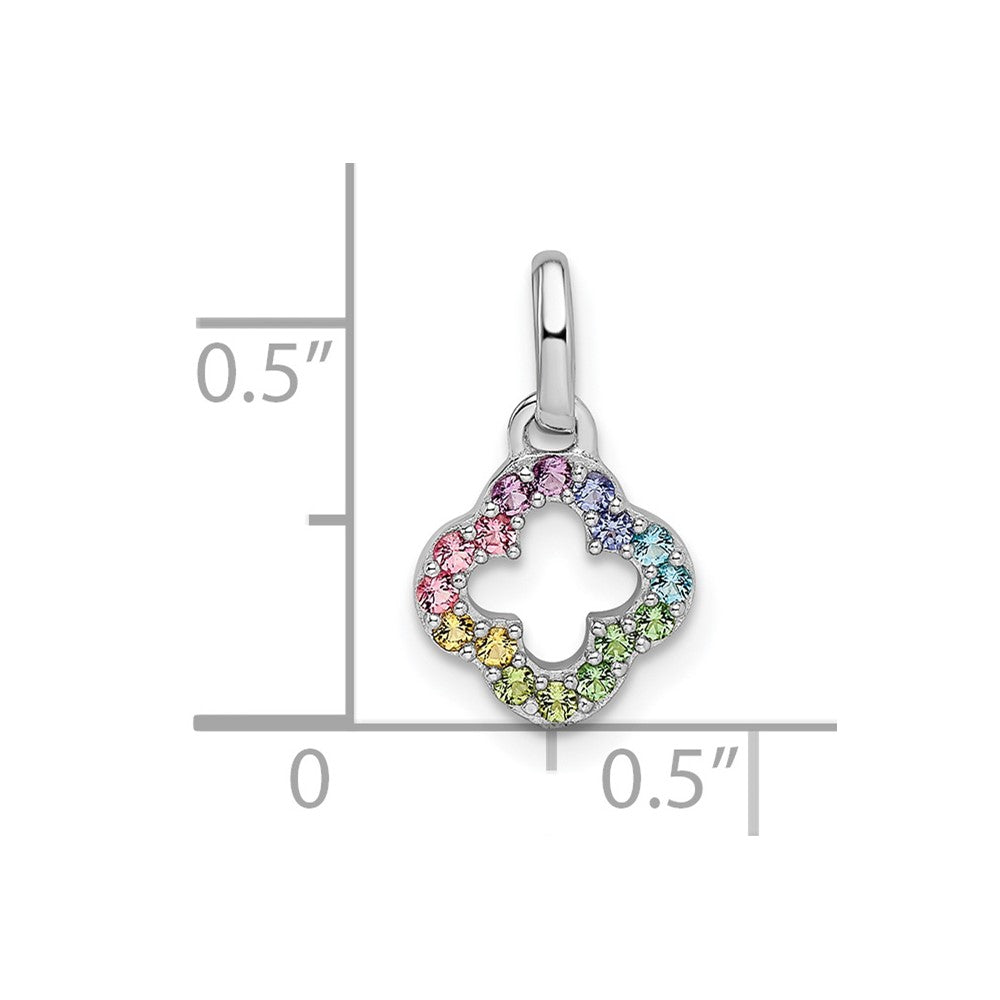 FJC Finejewelers 925 Sterling Silver Rhodium Plated Rainbow Nano Crystal Clover Charm 15 x 8 mm