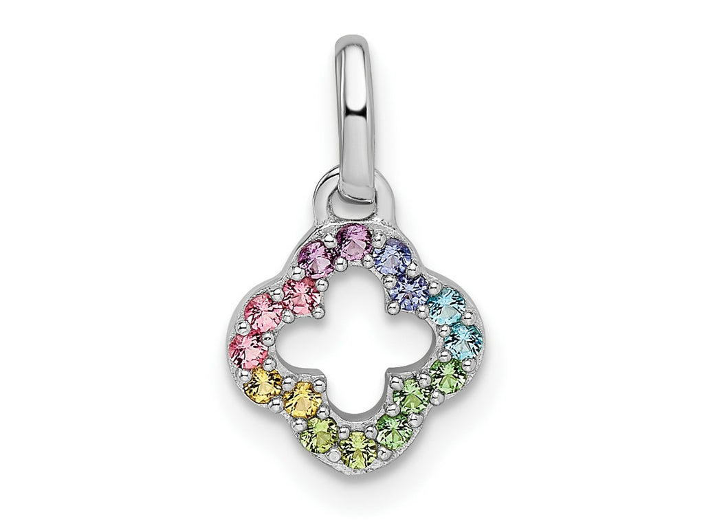 FJC Finejewelers 925 Sterling Silver Rhodium Plated Rainbow Nano Crystal Clover Charm 15 x 8 mm