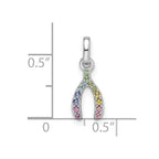 FJC Finejewelers 925 Sterling Silver Rhodium Plated Rainbow Nano Crystal Wishbone Charm 16 x 6 mm