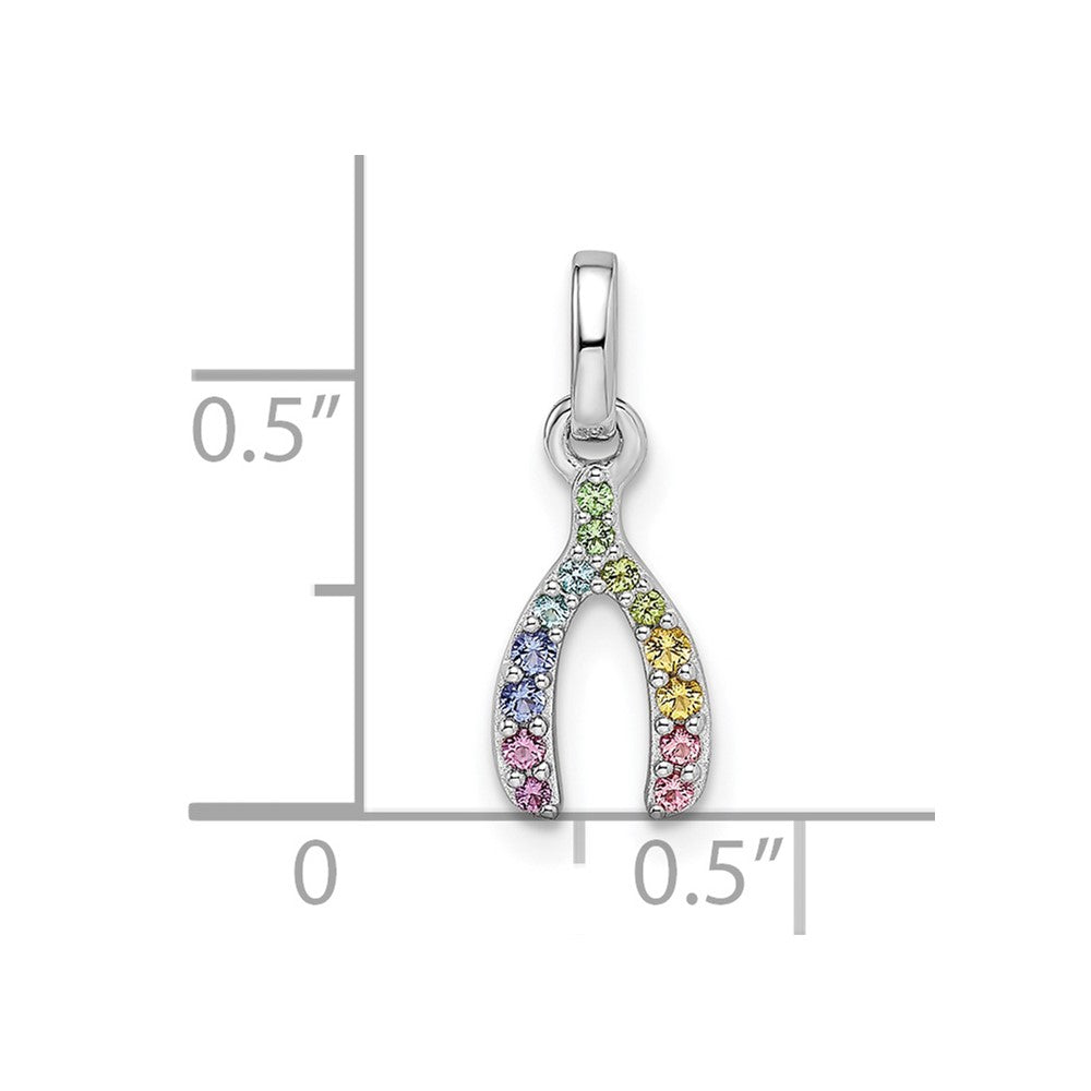 FJC Finejewelers 925 Sterling Silver Rhodium Plated Rainbow Nano Crystal Wishbone Charm 16 x 6 mm