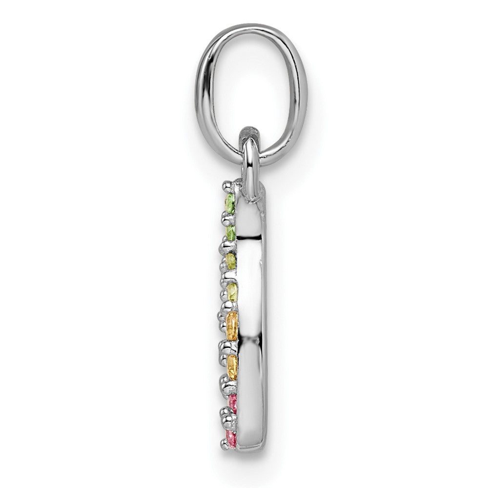 FJC Finejewelers 925 Sterling Silver Rhodium Plated Rainbow Nano Crystal Wishbone Charm 16 x 6 mm