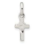 FJC Finejewelers 925 Sterling Silver Rhodium Plated Cross Pink Enamel Heart Charm 18 x 7 mm