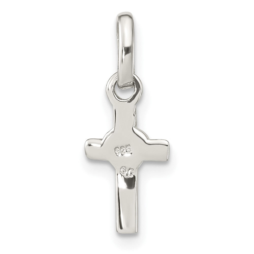 FJC Finejewelers 925 Sterling Silver Rhodium Plated Cross Pink Enamel Heart Charm 18 x 7 mm