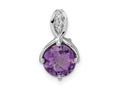 FJC Finejewelers 925 Sterling Silver Circle 1.86tw Amethyst/White Topaz Charm 16 x 9 mm
