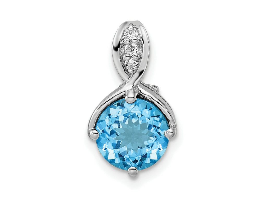 FJC Finejewelers 925 Sterling Silver Rhodium Plated Circle Swiss Blue Topaz/White Topaz Charm 22 x 9 mm