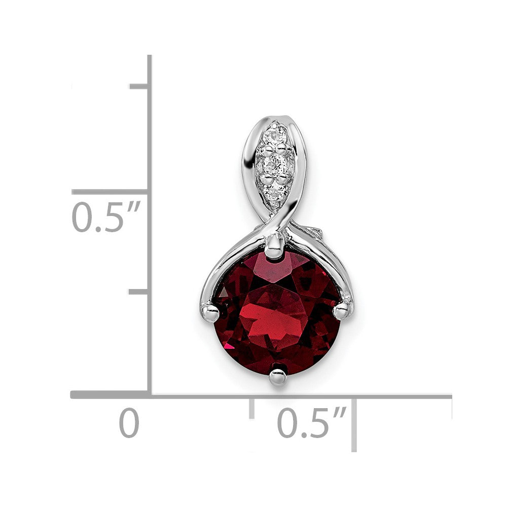 FJC Finejewelers 925 Sterling Silver Rhodium Platedd Circle 2.56t.w. Garnet/White Topaz Charm 16 x 9 mm