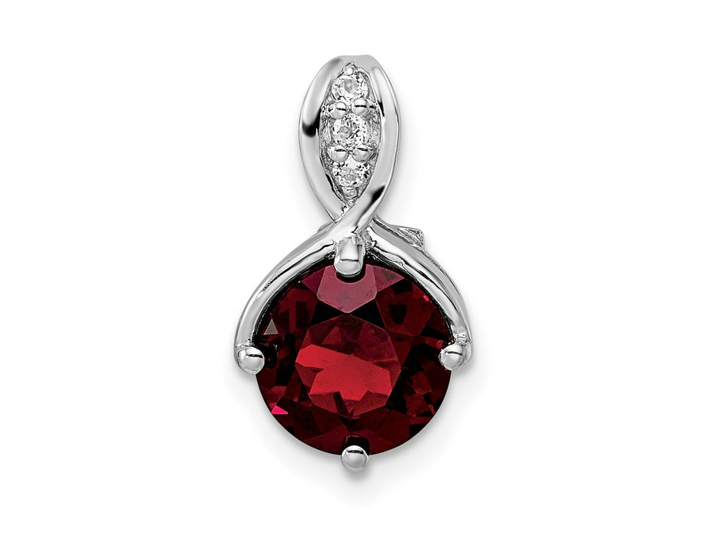 FJC Finejewelers 925 Sterling Silver Rhodium Platedd Circle 2.56t.w. Garnet/White Topaz Charm 16 x 9 mm